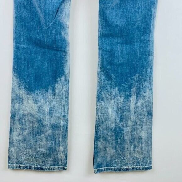 ReRock Express Jeans Womens Artsy Unique Bleached Acid Wash Bootcut 4 - Picture 9 of 12